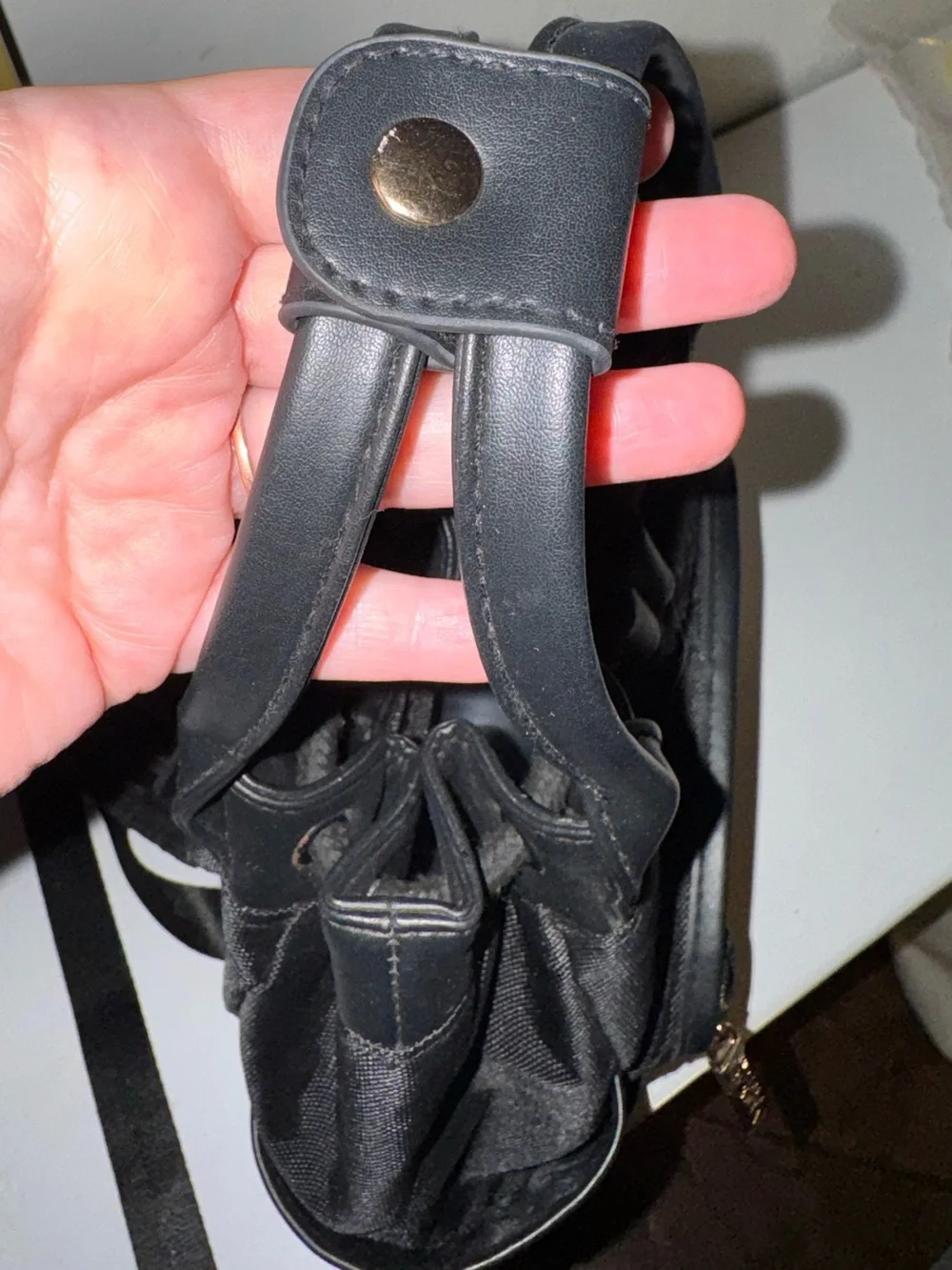 Versace Perfums black nylon backpack bag w gold hardware like new